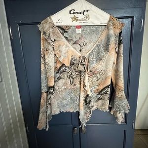 Ladies Kudu Gauzy blouse size L pink/black multicolored